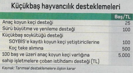 kucukbas hayvancilik desteklemeleri